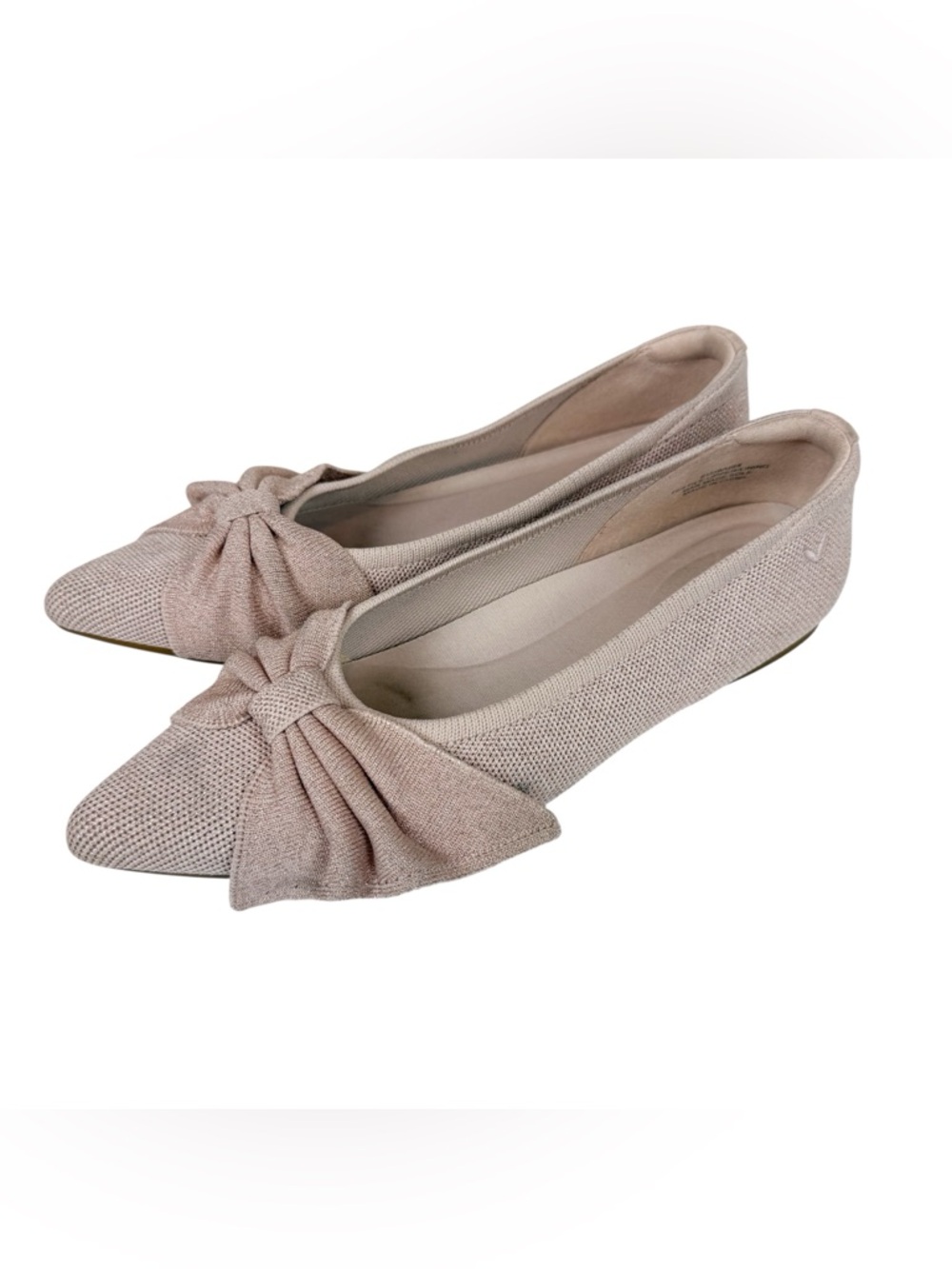 Vivaia Azura Pointed Toe Bow Flats Elegant Bow Style Rose Gold Size 39/8 - Picture 9 of 16